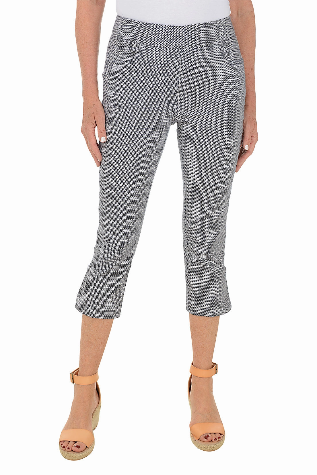 Navy Twist Bengaline Capri Pant Lightweight
