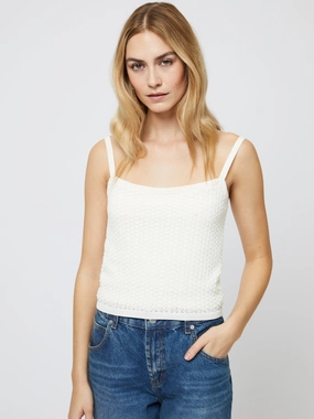Textured Surface Cotton Blend Pointelle Cami