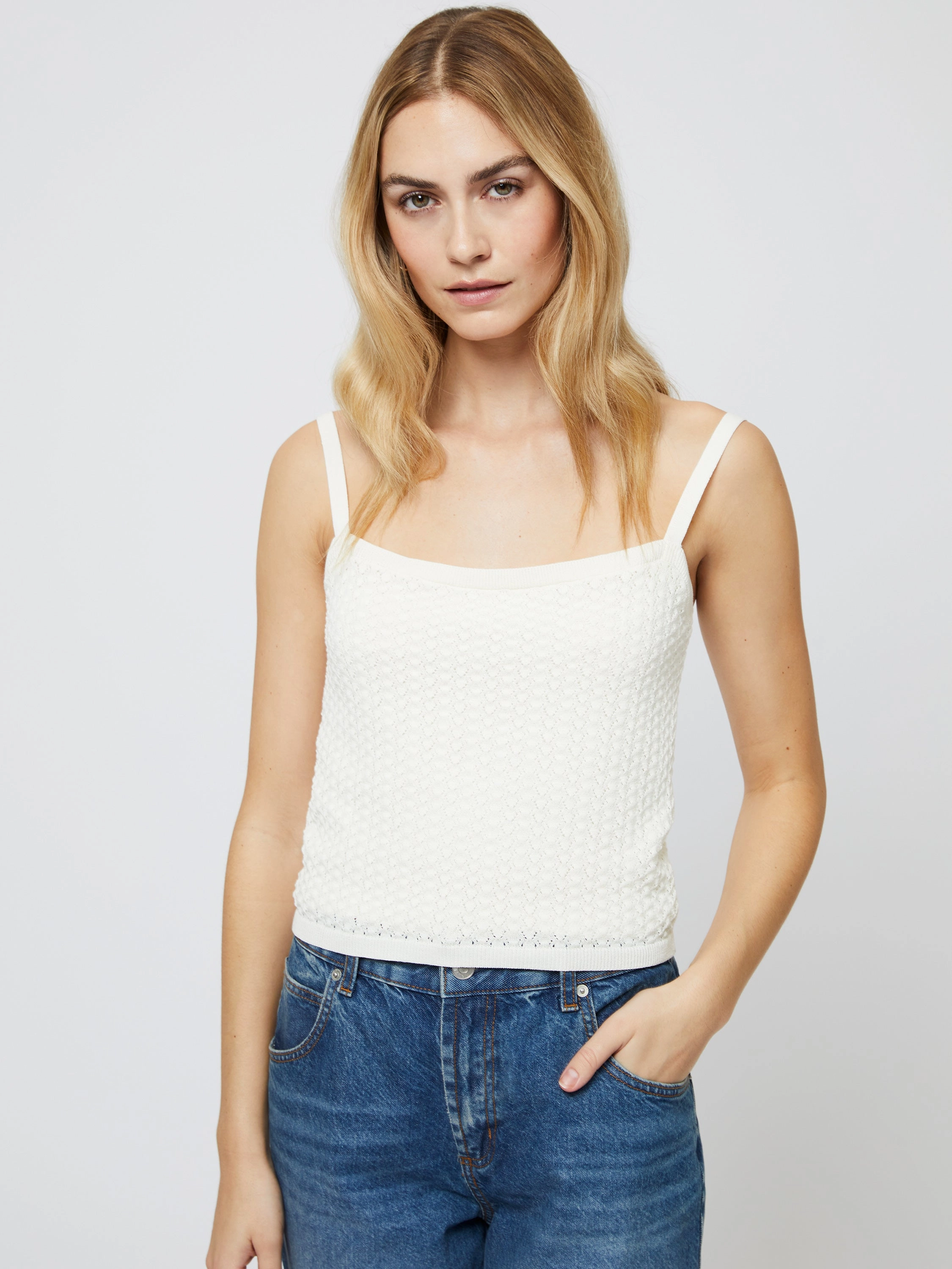 Cool Layering Eco Friendly Dye Cotton Blend Pointelle Cami