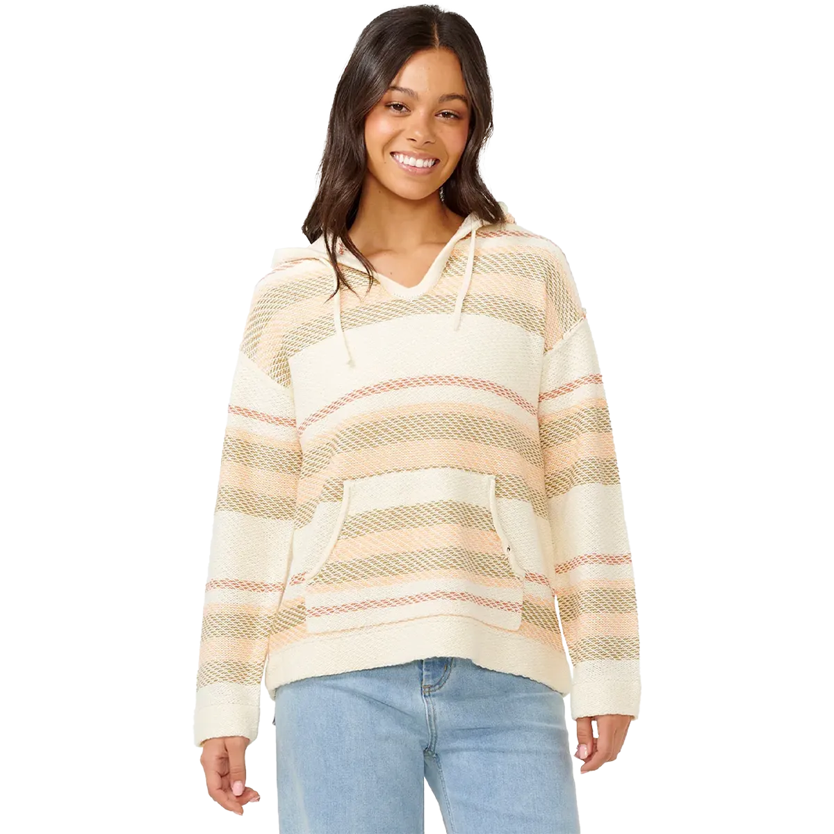 Women's Desert Dreams Striped Poncho appropriate for winter