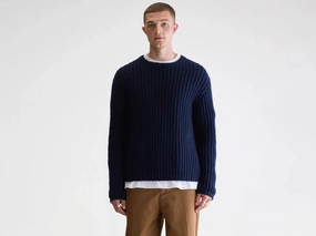 Compact Knit Technique Nelio classic crewneck sweater (252 / M / REGAL BLUE)