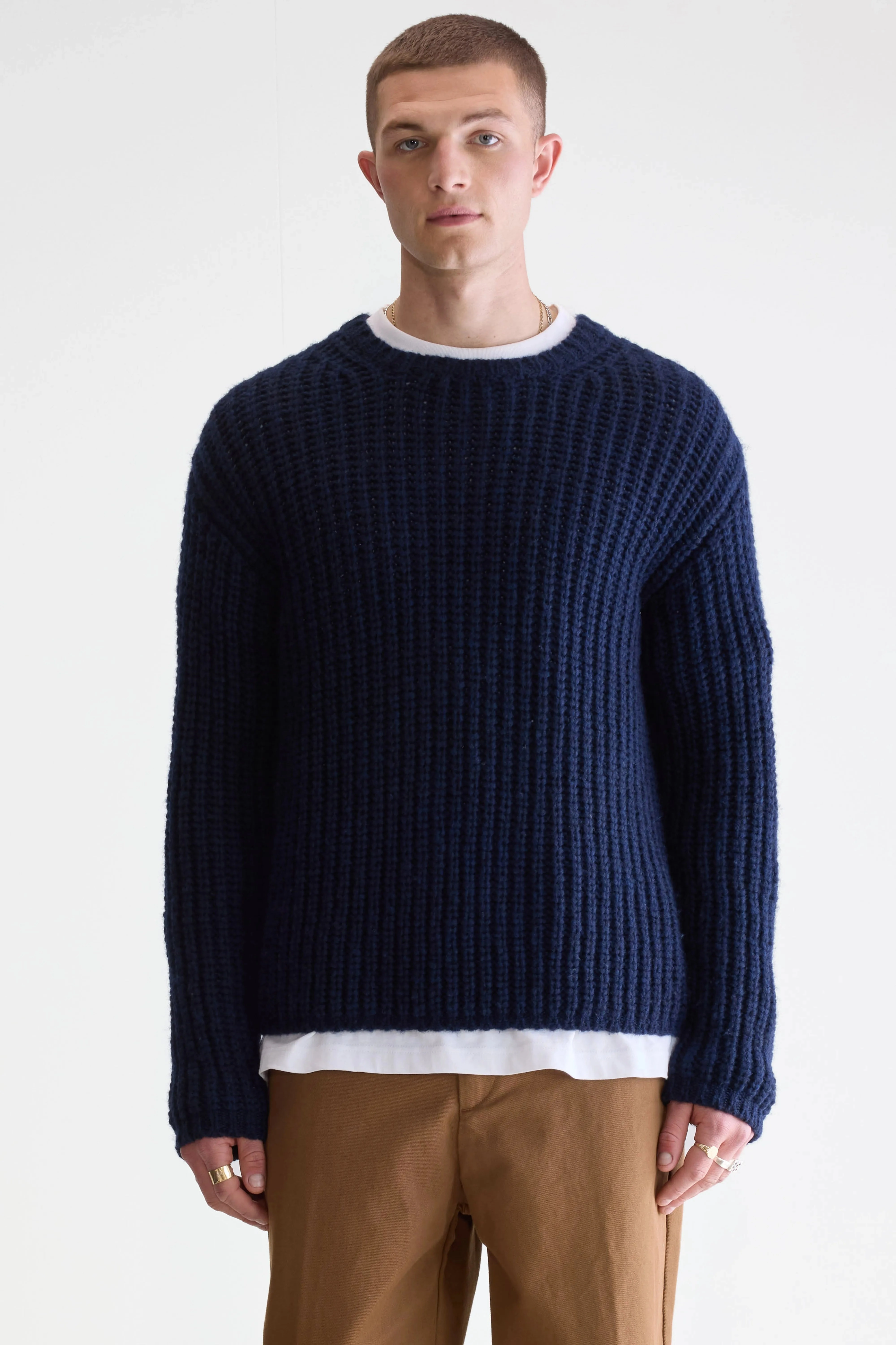 Lightweight Knit Nelio classic crewneck sweater (252 / M / REGAL BLUE)