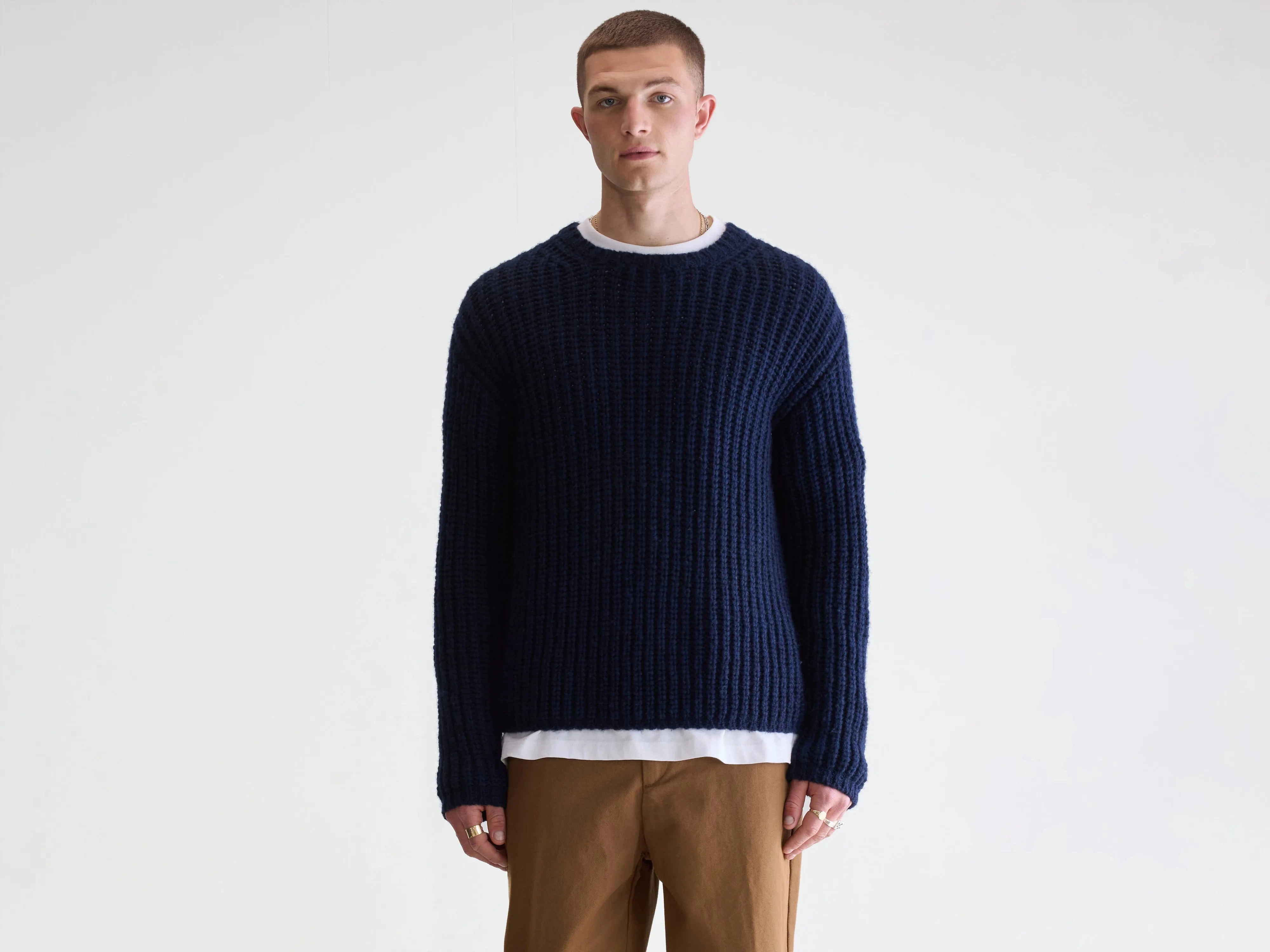 Compact Knit Technique Nelio classic crewneck sweater (252 / M / REGAL BLUE)