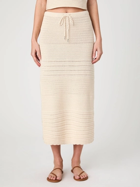 Light Wear Office Wear Nellis Cotton Crochet Side Slit Skirt