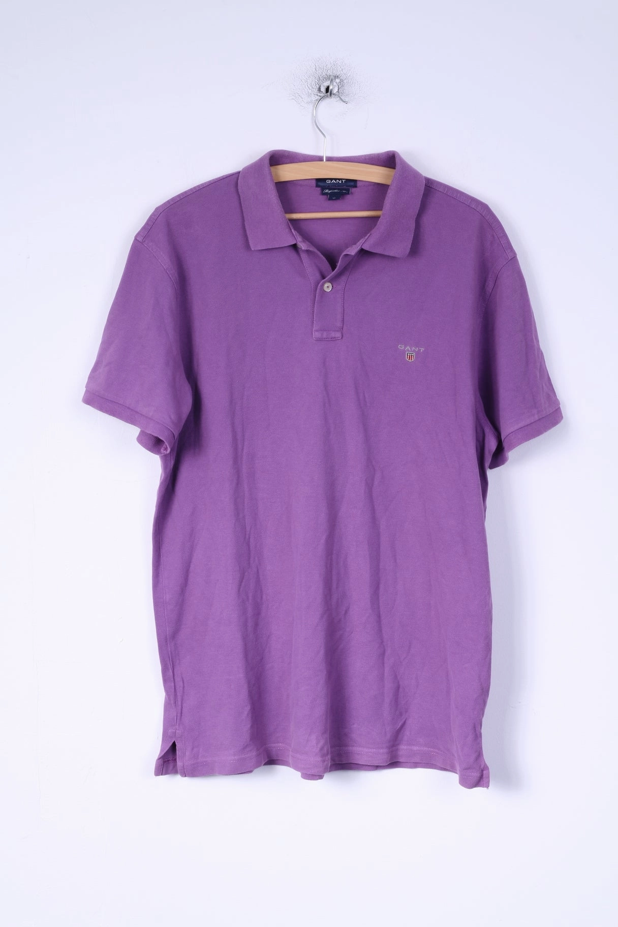 GANT Mens XL Polo Shirt Purple Regular Fit Cotton Detailed Buttons Comfortable Wear Trendy Top