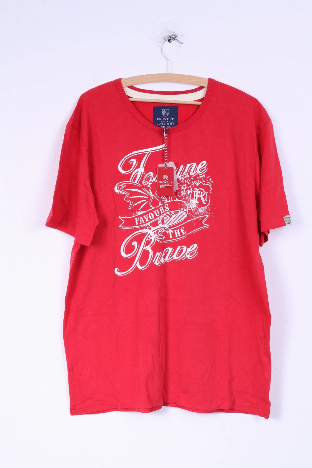 Essential Layer Flexible Ribbed Neckline New Front Up Rugby Mens XXL Shirt Red Cotton Sport Guts& Glory