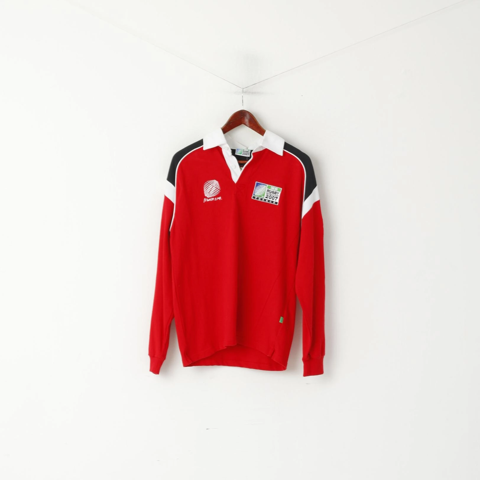 New Rugby World Cup 2007 Men S Polo Shirt Red Cotton France Long Sleeve Top Timeless Comfort Weekend Fashion