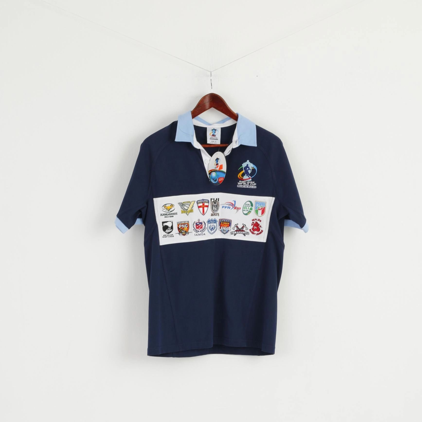 New Rugby World Cup ISC Men S Polo Shirt Blue England And Wales 2013 Top Chic and Cozy Quick Drying