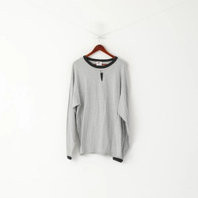 Comfortable texture Comfort Stretch Fit Nike Men L Shirt Grey Cotton Vintage 90s Long Sleeve Oversize Oldschool Top