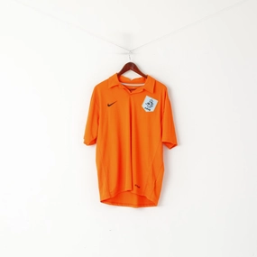 Nike Men XL Polo Shirt Neon Orange KNVB Koninklijke Nederland #10 VD VAART Top Cozy Wear Fit