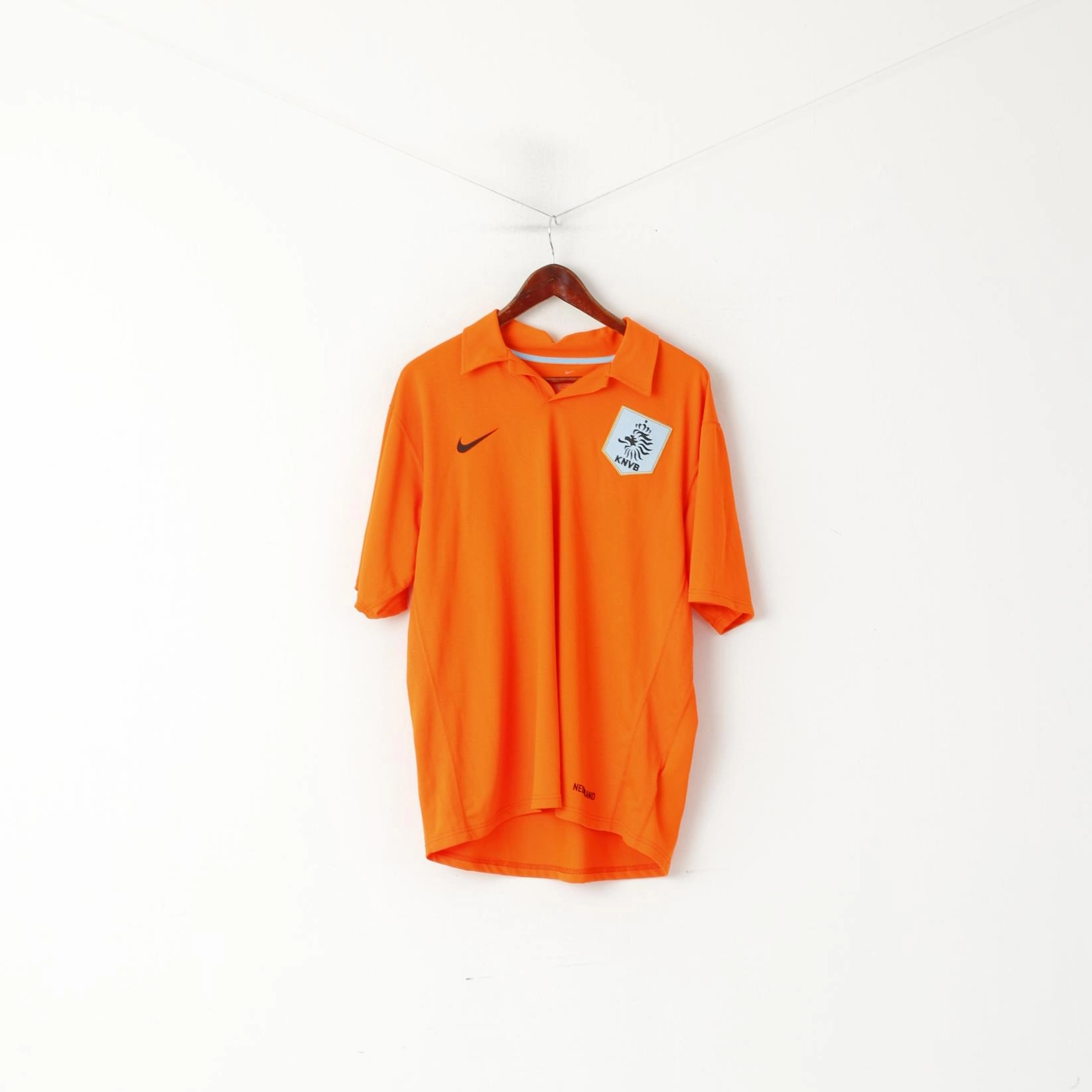 Nike Men XL Polo Shirt Neon Orange KNVB Koninklijke Nederland #10 VD VAART Top Cozy Wear Fit