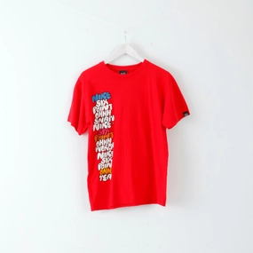 Nike Mens M T-Shirt Red Cotton 6.0 Six Point Graphic Crew Neck Top All-Season Wear LongLastingColor