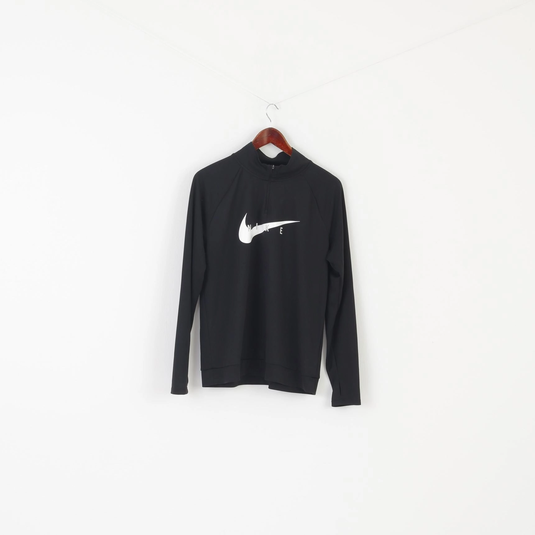Nike Running Men L Shirt Black Dri-Fit Sportswear Active Long Sleeve Top Classic Layering