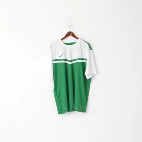Light Trend Nike Team Men XXL Shirt White Green Crew Neck Dri Fit Activewear Sport Jersey