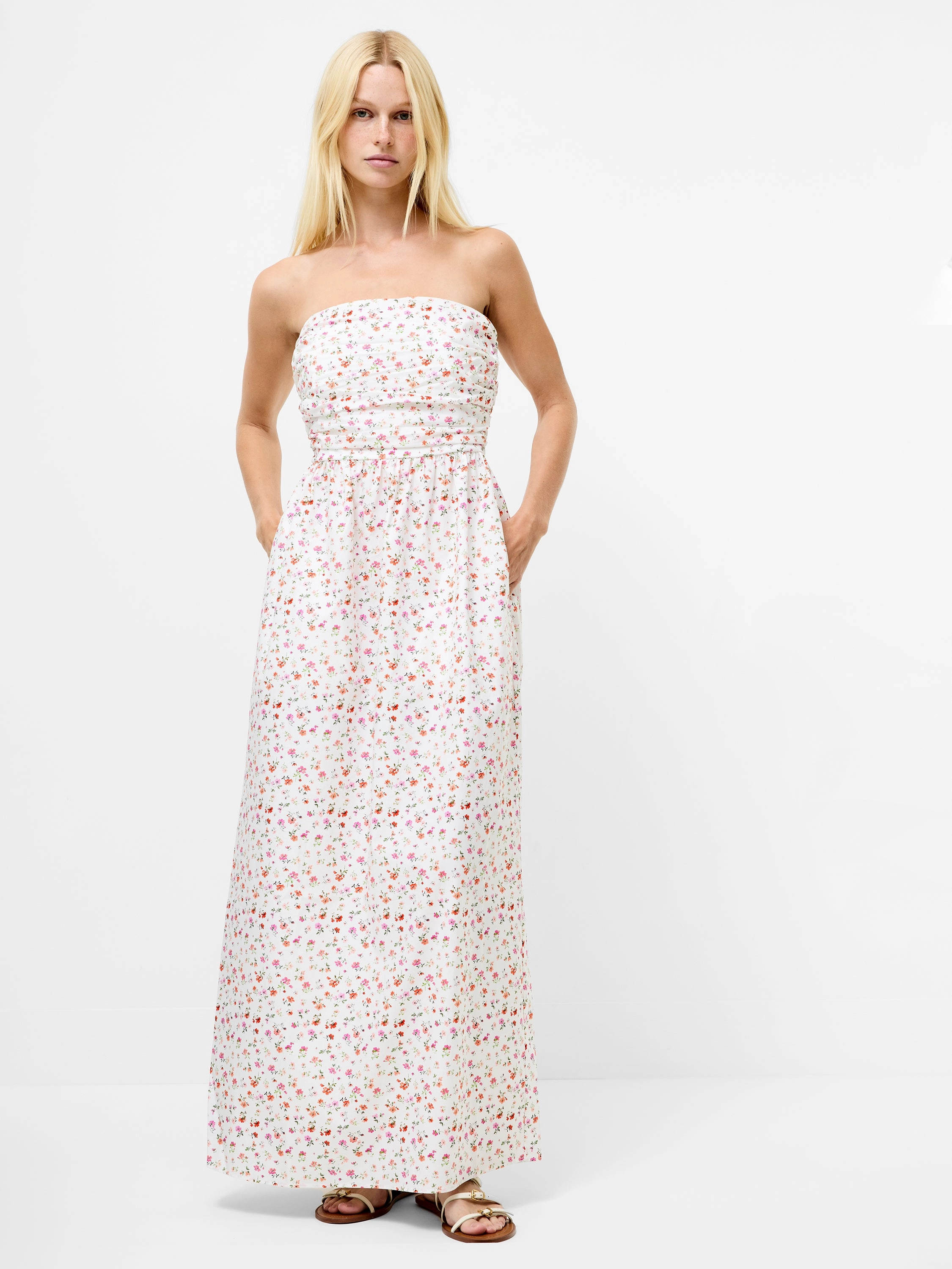 Festival Mood Nomi Cotton Strapless Midi Dress