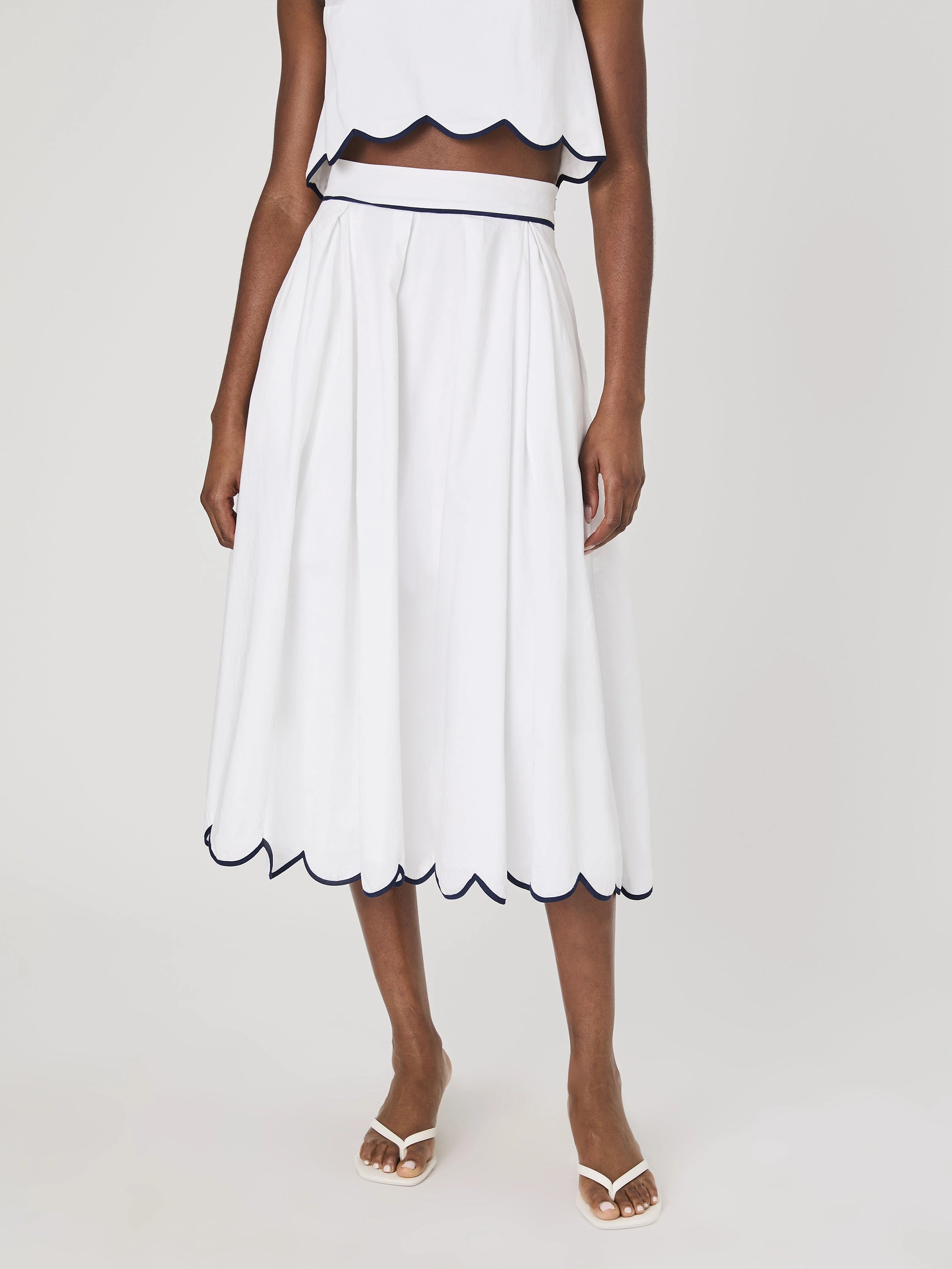 Beach Bound Alexis Cotton Scallop Midi Skirt