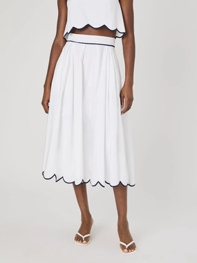 Beach Bound Alexis Cotton Scallop Midi Skirt