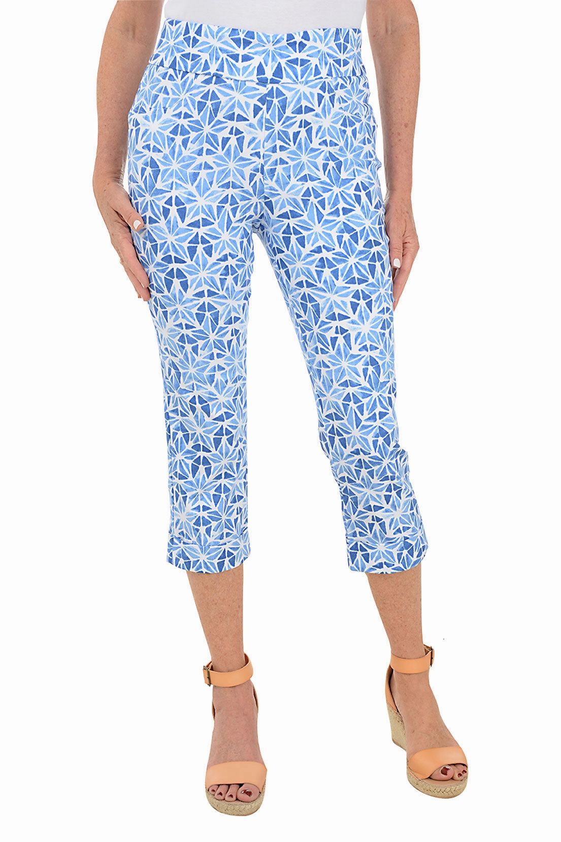 Star Print Pull-On Crop Pant Stretch waistband