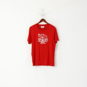 Quick Release Hem Cozy Vibes An Original Penguin Men M Shirt Red Cotton Graphic Crew Neck Soft Top