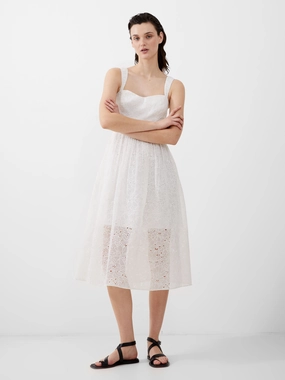 Embroidered Evelyn Lace Strappy Dress Silky Surface Vintage-Inspired