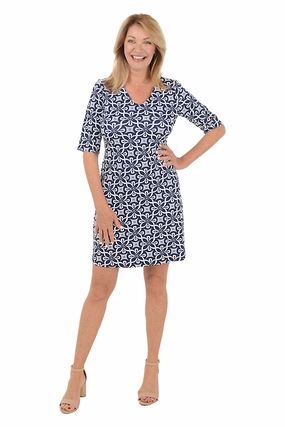 Braided Flowers V-Neck UPF50  Dress Comfort and Elegance Low-Waist