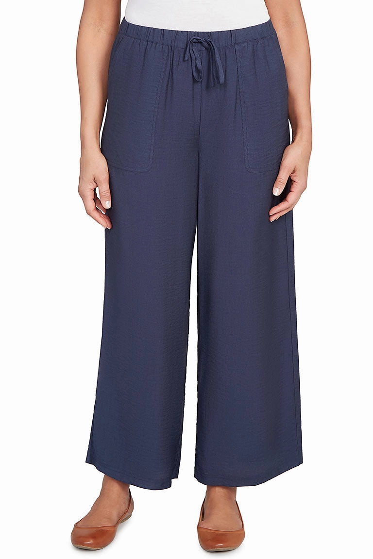 RipstopFabric Stripe Right Drawstring Wide Leg Pant