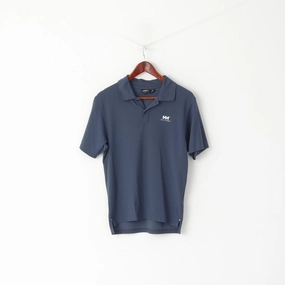 Helly Hansen Men S Polo Shirt Navy Nylon Logo HH Sailing Plain Short Sleeve Top Chafe Free Armhole Sleek And Stylish