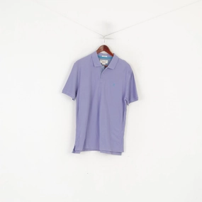 Original Penguin Men L Polo Shirt Purple Plain Cotton Classic Fit Short Sleeve Top Classic Comfort Style