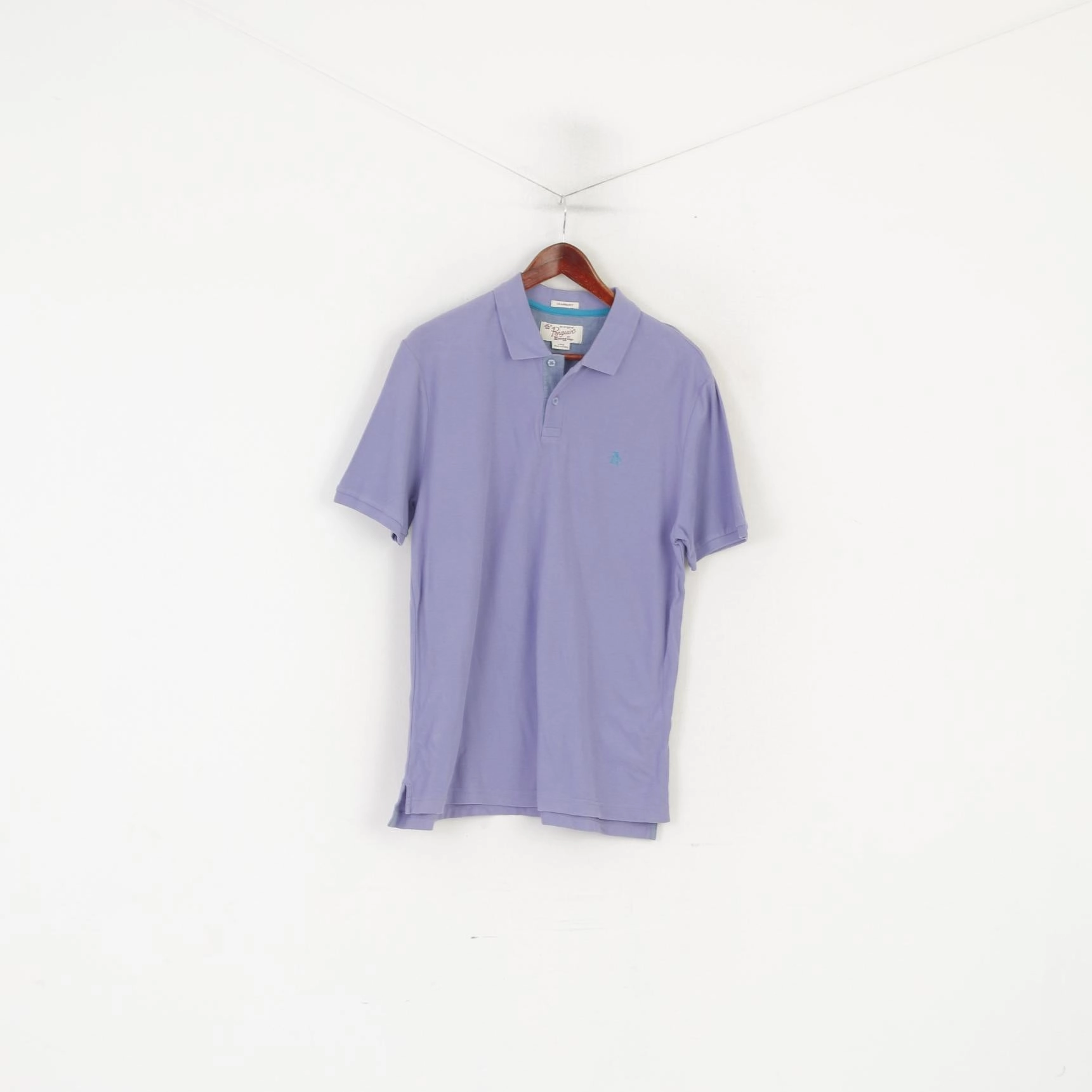 Original Penguin Men L Polo Shirt Purple Plain Cotton Classic Fit Short Sleeve Top Classic Comfort Style