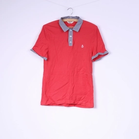 Simple and Light Original Penguin Men S Polo Shirt Coral Heritage Slim Fit Buttons Detailed Top