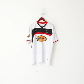 Orion Falcons Men L Shirt White Rugby Vintage Sportswear Jersey V Neck Top Minimal Style Trend