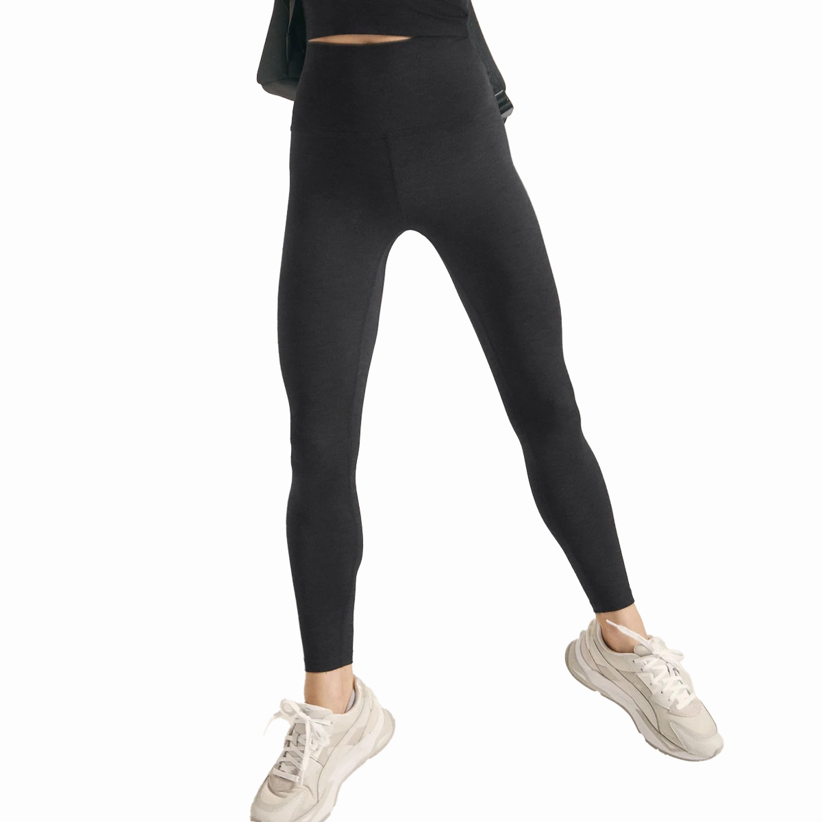 Women's Heather Rib High Waisted Midi Legging Comfortable Stretch