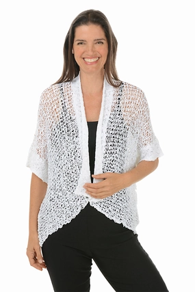 Popcorn Open Weave Shrug Street Style Off-Duty Fit
