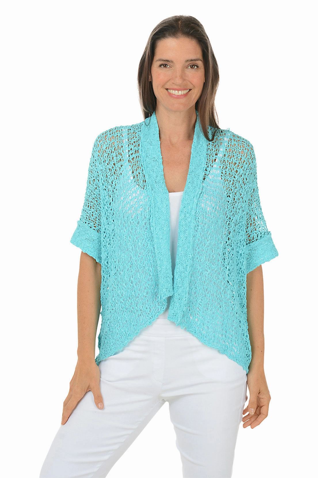 Popcorn Open Weave Shrug Go-To Fit