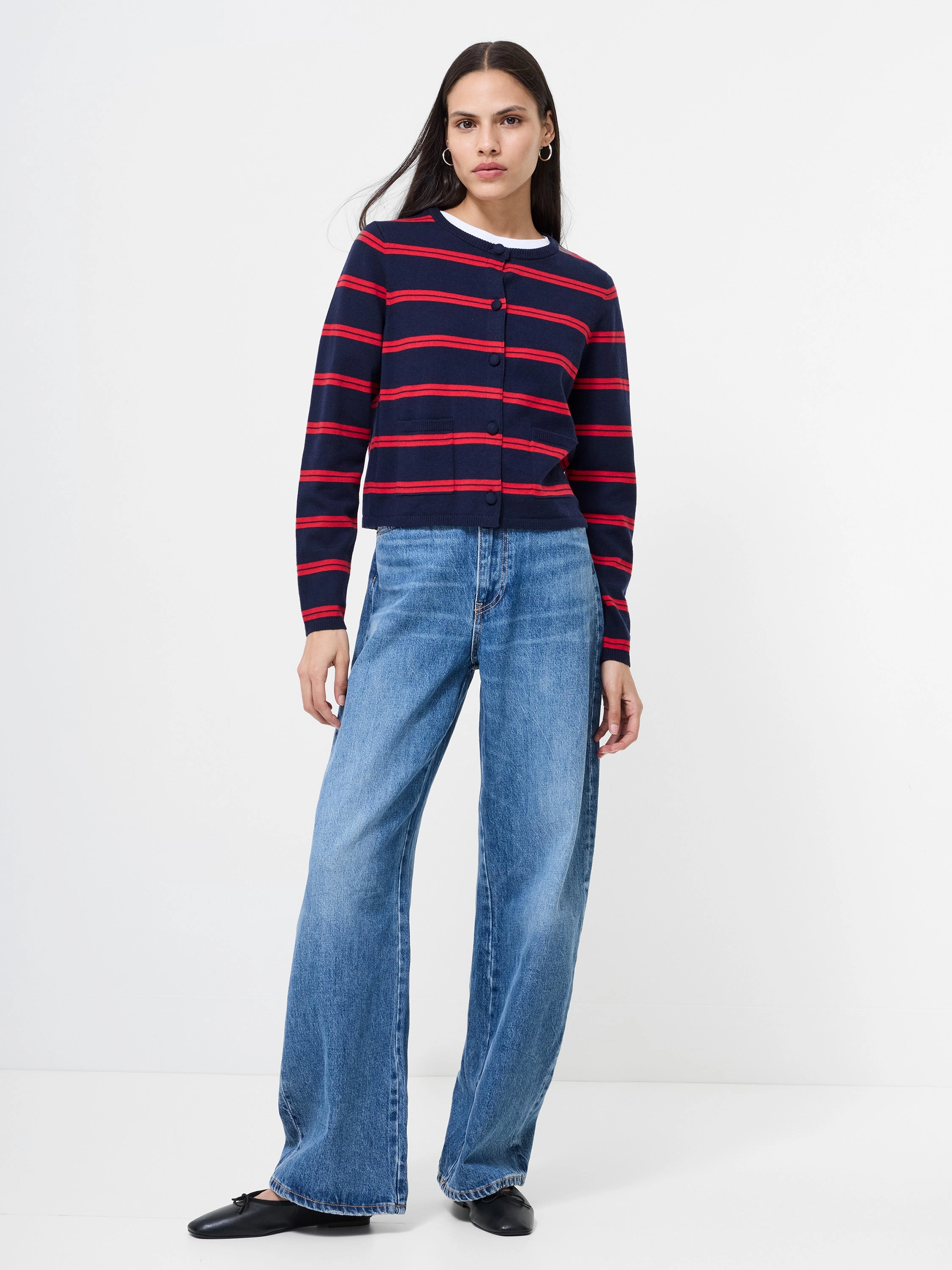 Temperature Regulating Lining Padma Fine Knit Striped Cardigan