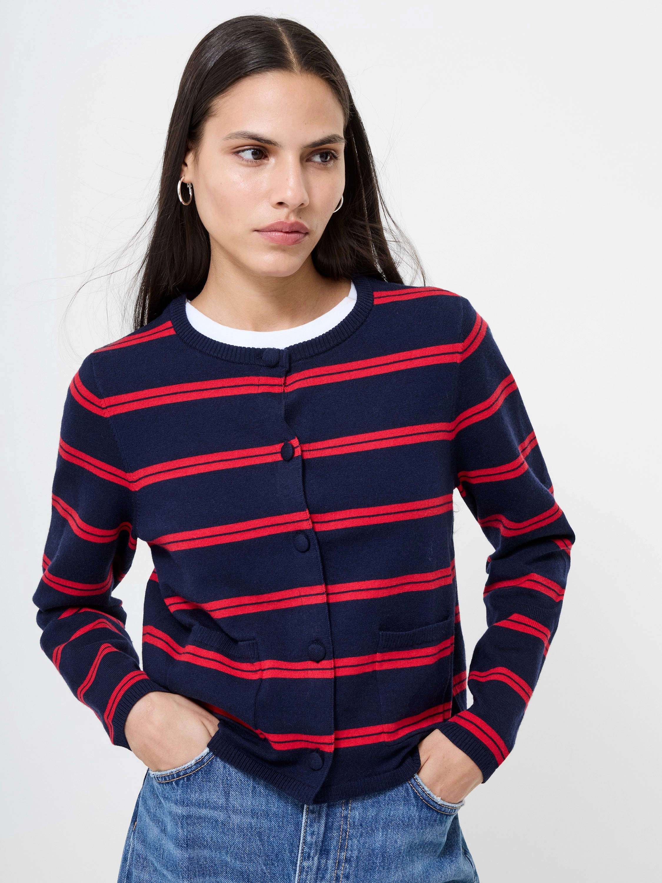 Padma Fine Knit Striped Cardigan Travel Trend