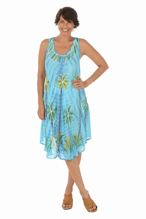 Daywear Mood Palm Tree Tie-Dye Sleeveless Dress