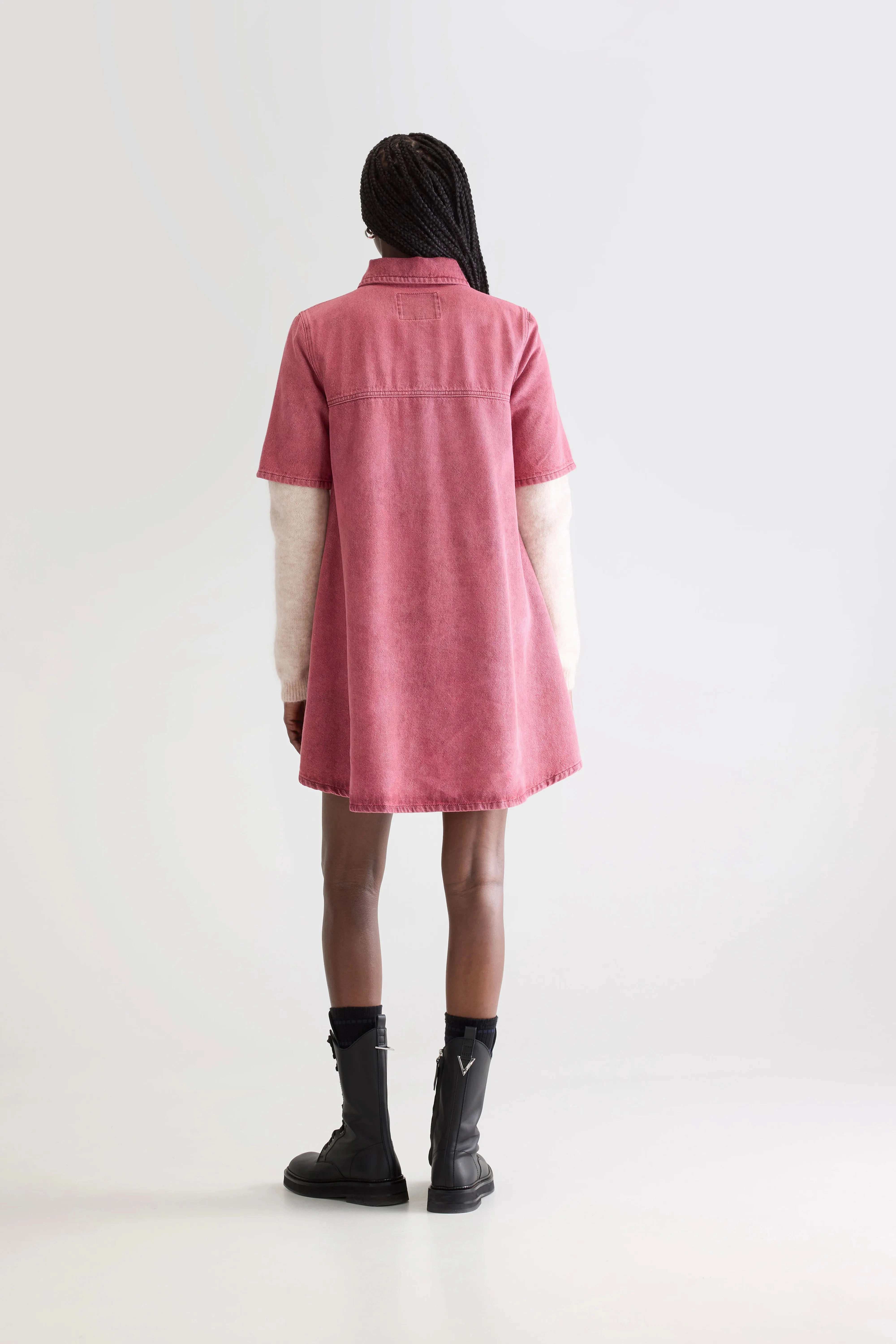 Garment Dyed Technique Paprika denim dress (252 / W / WINE STONE)
