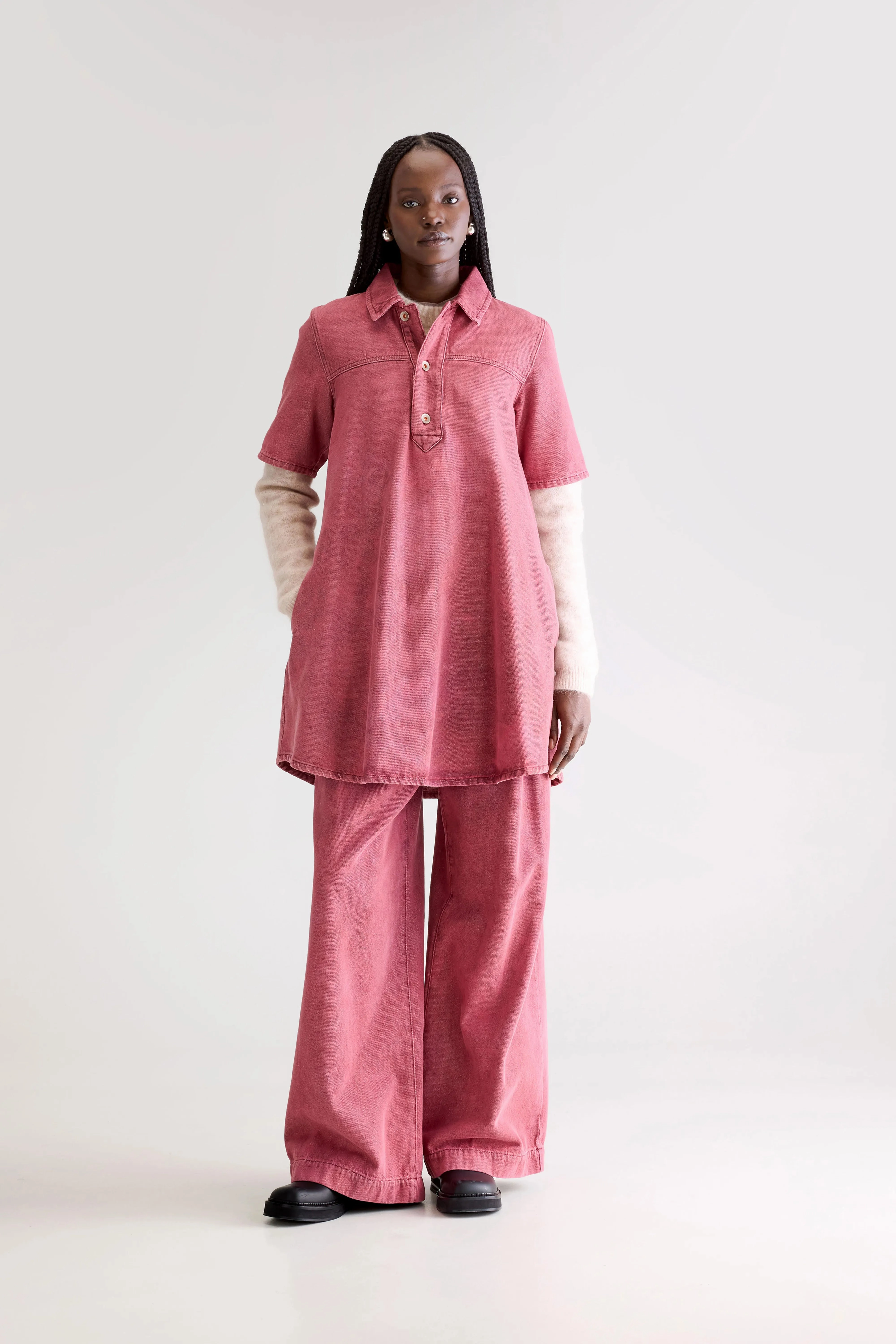 Paprika denim dress (252 / W / WINE STONE) Style Focus Outdoor Adventure Stylish Family Style