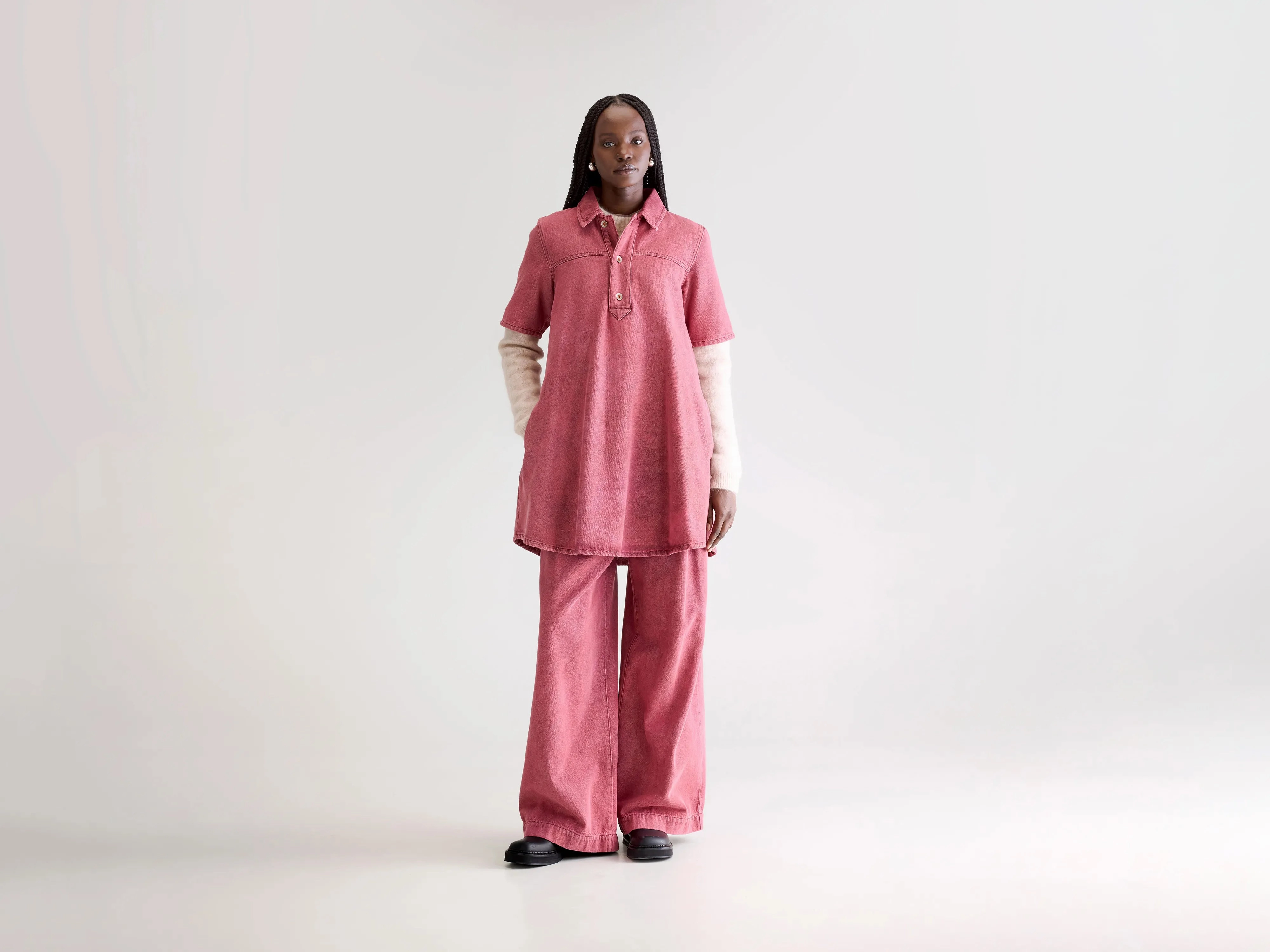 Paprika denim dress (252 / W / WINE STONE) Comfy Classic High Quality