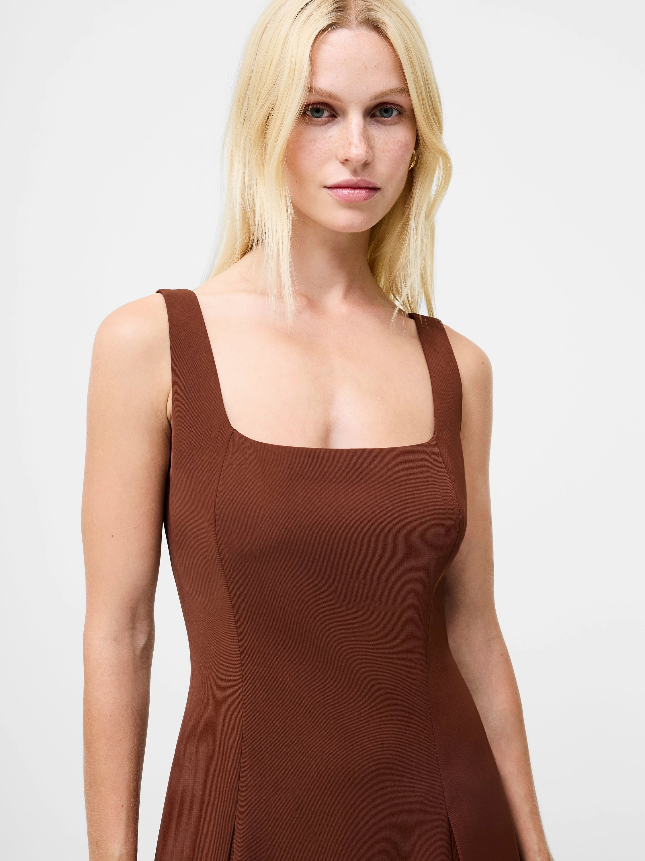 Square Neck Fit & Flare Mini Dress Travel Edge Petite-Size