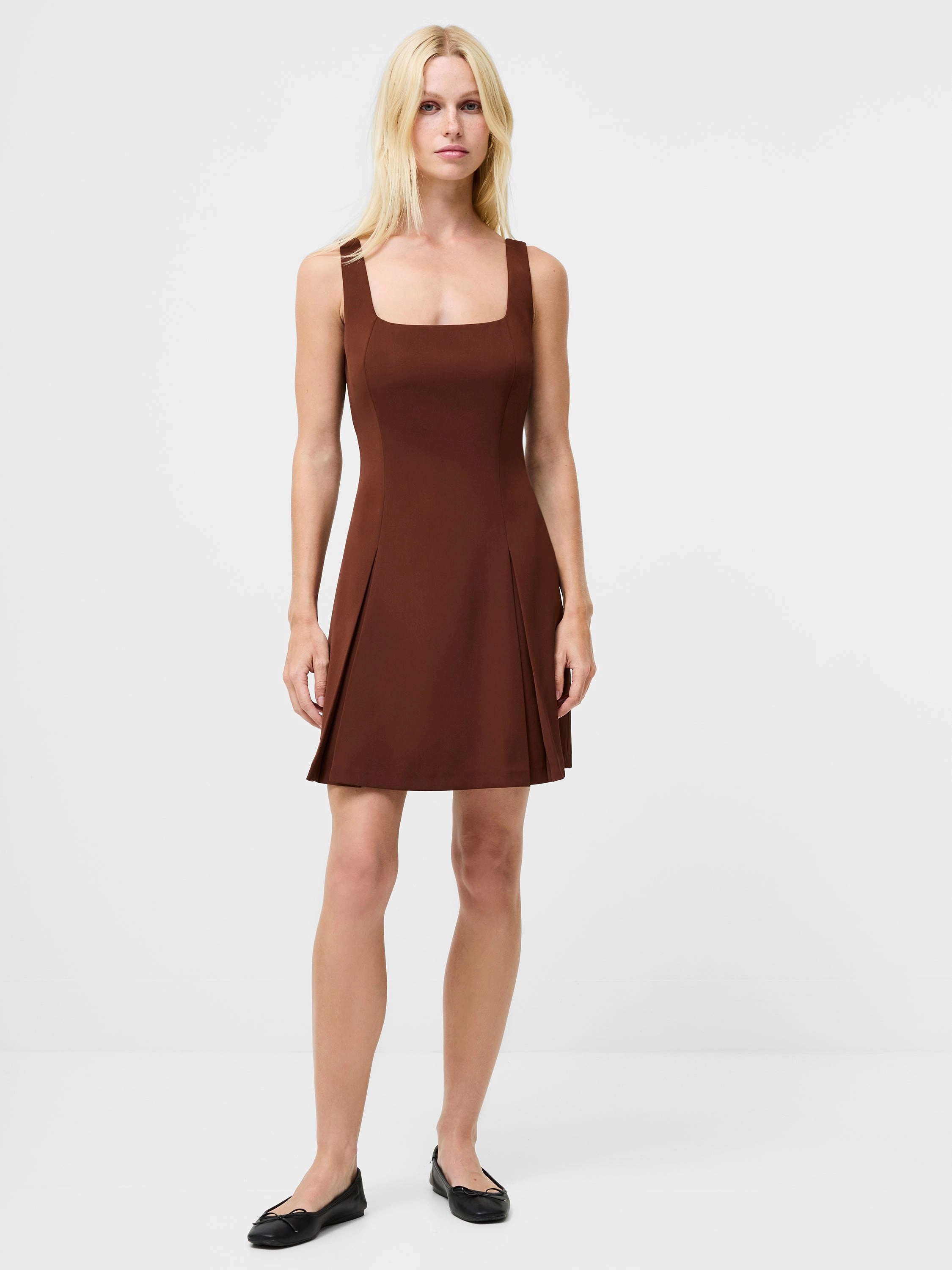 Office Casual Layering Piece Square Neck Fit & Flare Mini Dress
