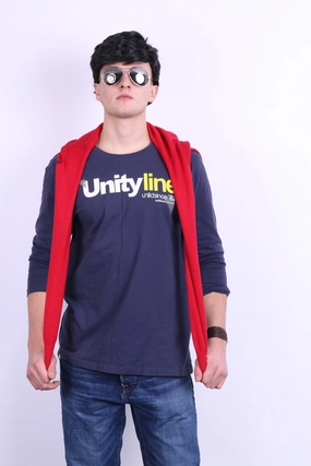 Reserved Mens XL Shirt Long Sleeve Crew Neck Unity Line Cotton Smooth Finish Layered Comfort