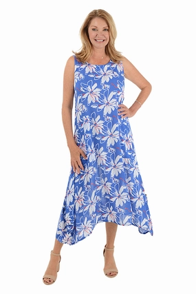 Royal Flower Sleeveless Convertible Patio Dress Elegant Layers