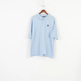 Patrick Men XXL Polo Shirt Blue Cotton Short Sleeve Sport Vintage Top Trendy Comfort Wear Travel Friendly