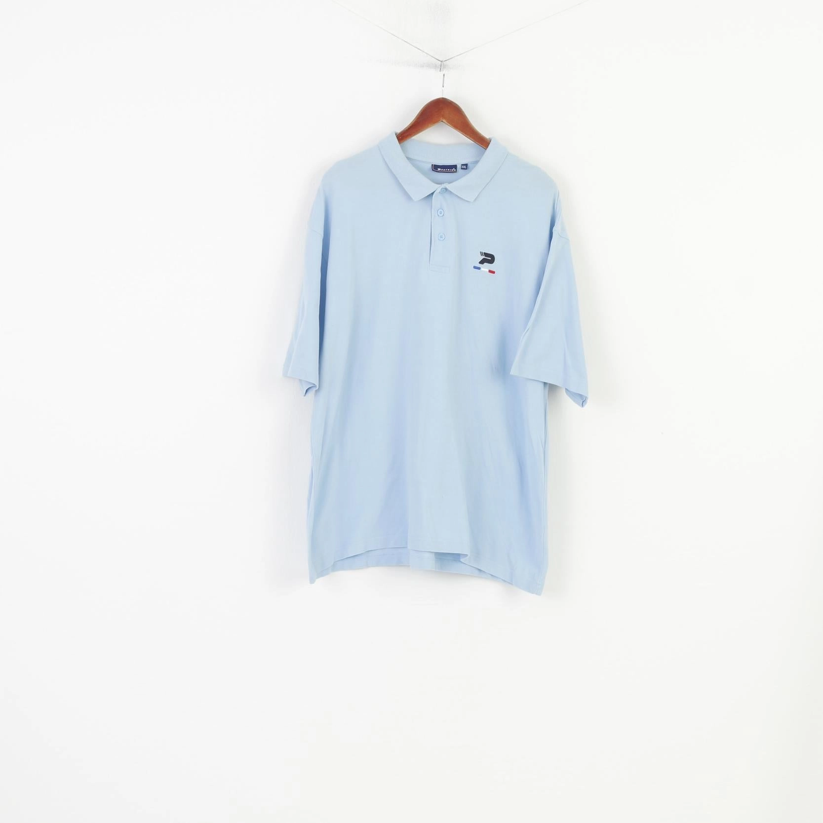 Patrick Men XXL Polo Shirt Blue Cotton Short Sleeve Sport Vintage Top Trendy Comfort Wear Travel Friendly