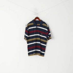 Easy and Relaxed DoubleStitched Seams Paul & Shark Yachting Men M Polo Shirt Navy Cotton Striped Pocket Casual Top