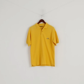 Pocket Reinforcement Breathable mesh panel Peak Performance Men M Polo Shirt Yellow Cotton Plain Detailed Buttons Top