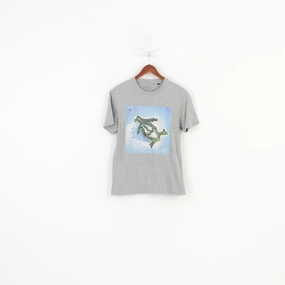 Quick Change Soft Layers Penguin Men M S T- Shirt Grey Cotton Graphic Penguin Island Crew Neck Top