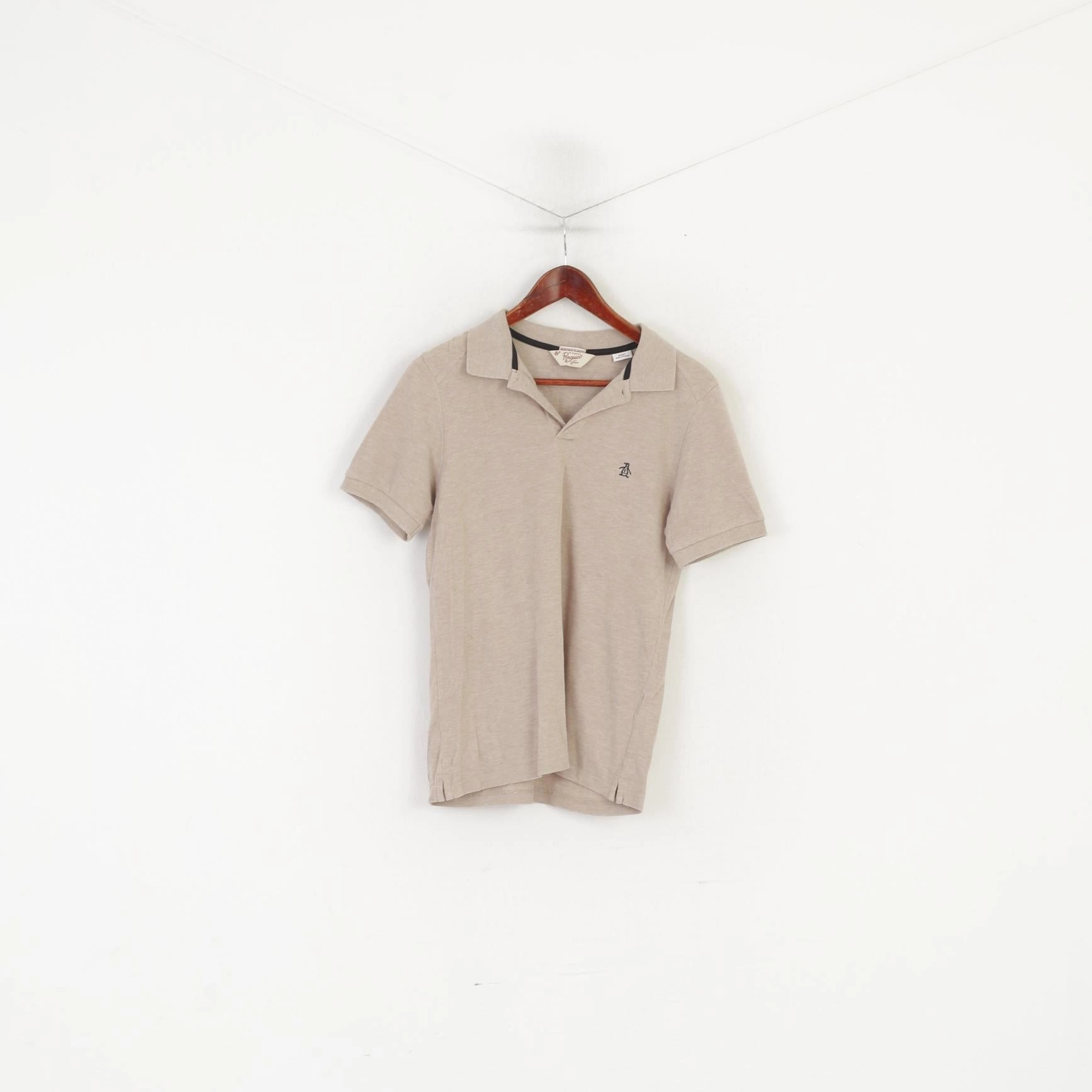 Cool Vibes Biodegradable Options Penguin Men S Polo Shirt Beige Cotton Heritage Slim Fit Short Sleeve Plain Top